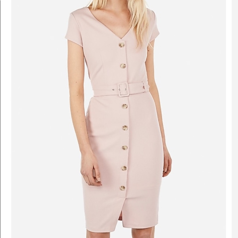 Express belted button Dress